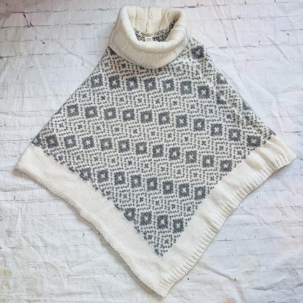 EUC Women’s OSFA Fratelli Talli Alpaca Wool Sweater Poncho Made In Italy